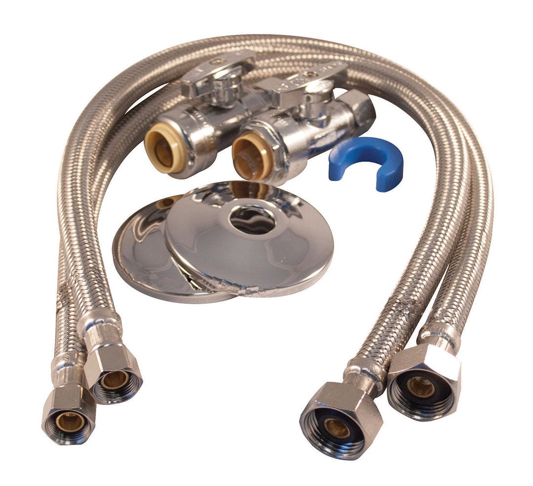 Faucet installation kit straight with quick connect turn valve 1/4 turn