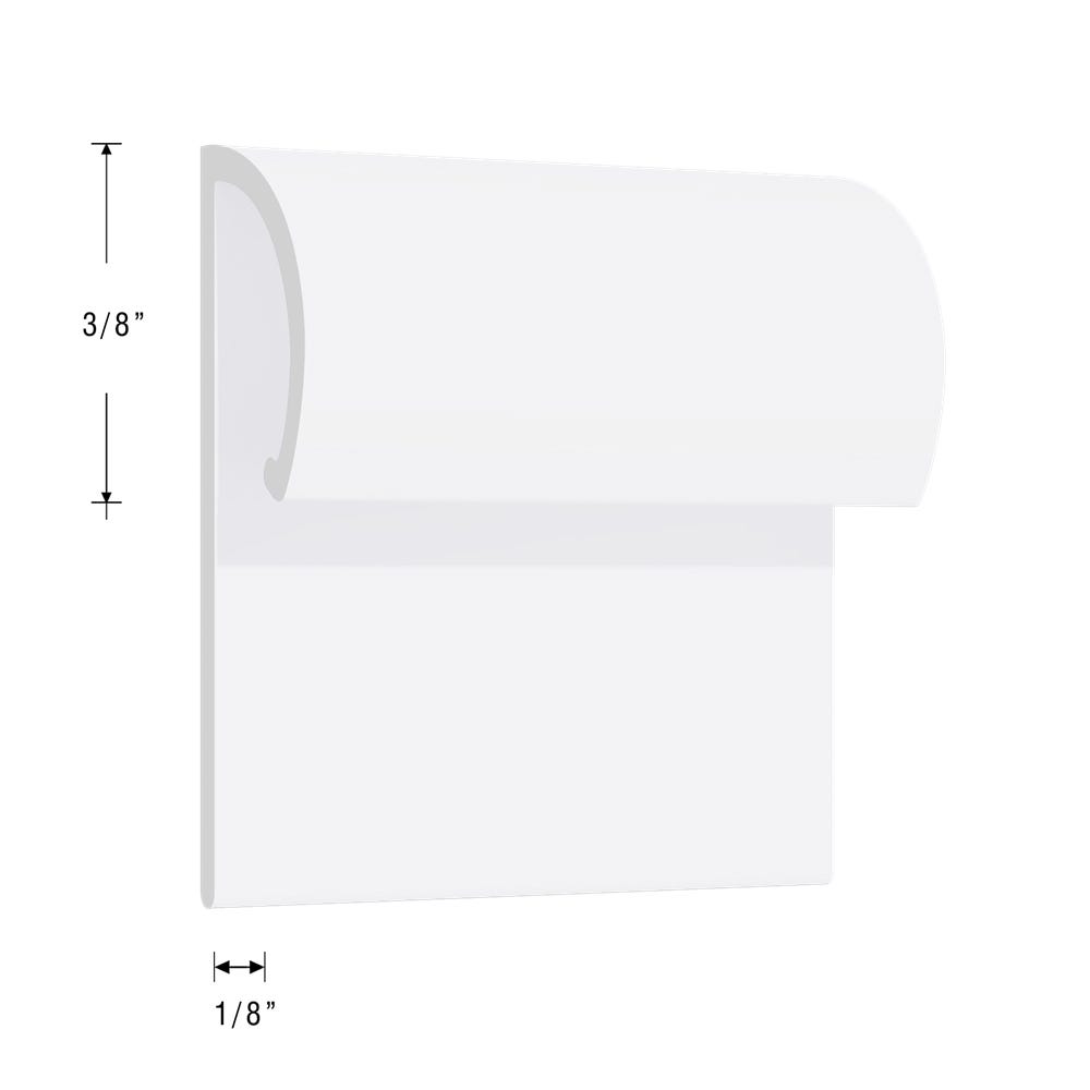 Finishing moulding j shaped top - plastic 1/2 in. x 8 ft.