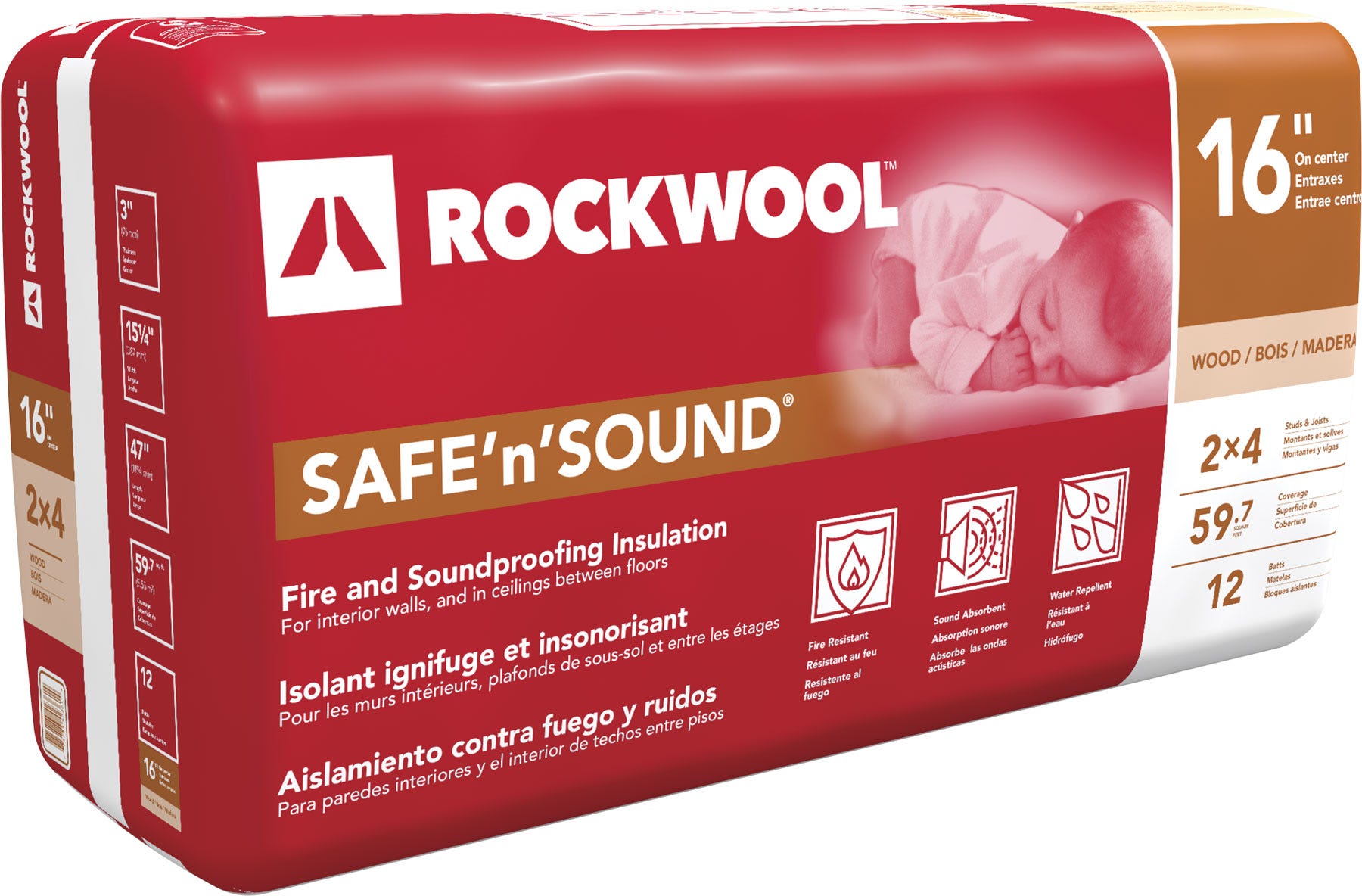 Fire and soundproofing insulation for wood stud
