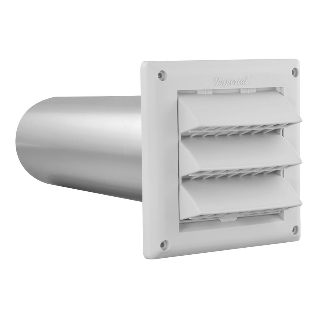 Air-in.take with Molded Plastic Grid/Fixed Louvers, 4-in.