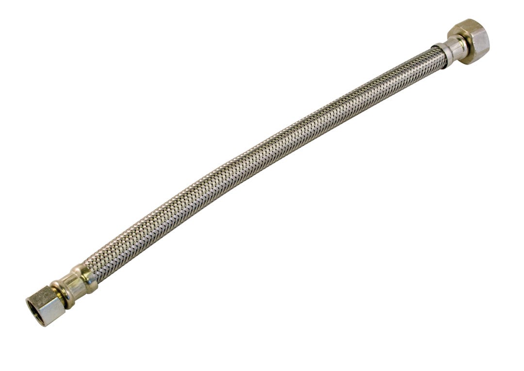Flexible Connector for Faucet, Stainless Steel, 3/8-in. X 1/2-in. X 30-in.
