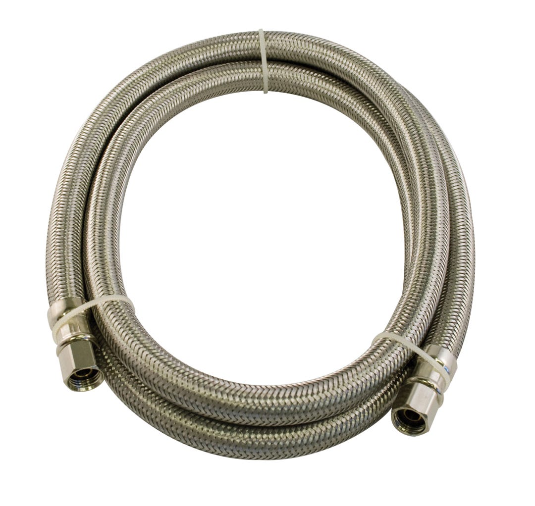 Flexible Icemaker Connector, Stainless Steel, 1/4-in. X 1/4-in. X 60-in.