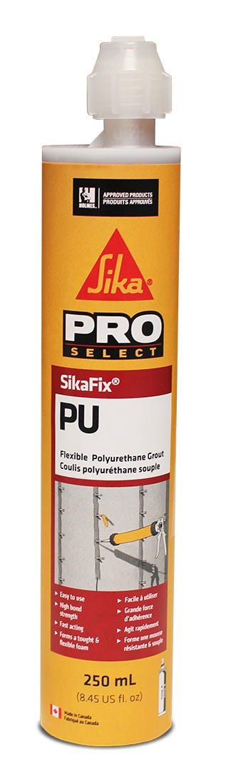 SIKAFIX Polyurethane Grout for Carck Repairs, 250 ml, Clear Yellow