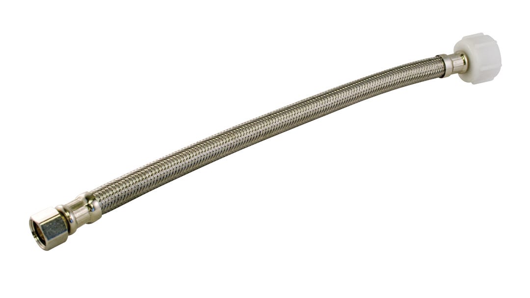 Flexible Toilet Connector, Stainless Steel, 3/8-in. X 7/8-in. X 12-in.