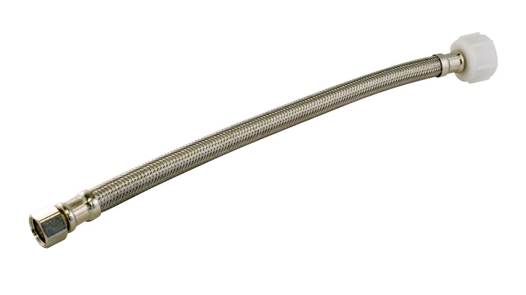 Flexible Toilet Connector, Stainless Steel, 3/8-in. X 7/8-in. X 9-in.