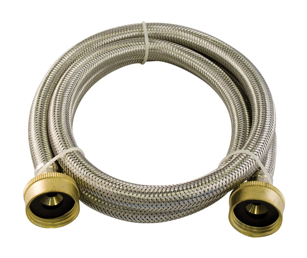 Flexible Washing Machine Connector, Stainless Steel, 3/4-in. X 3/4-in. X 72-in.