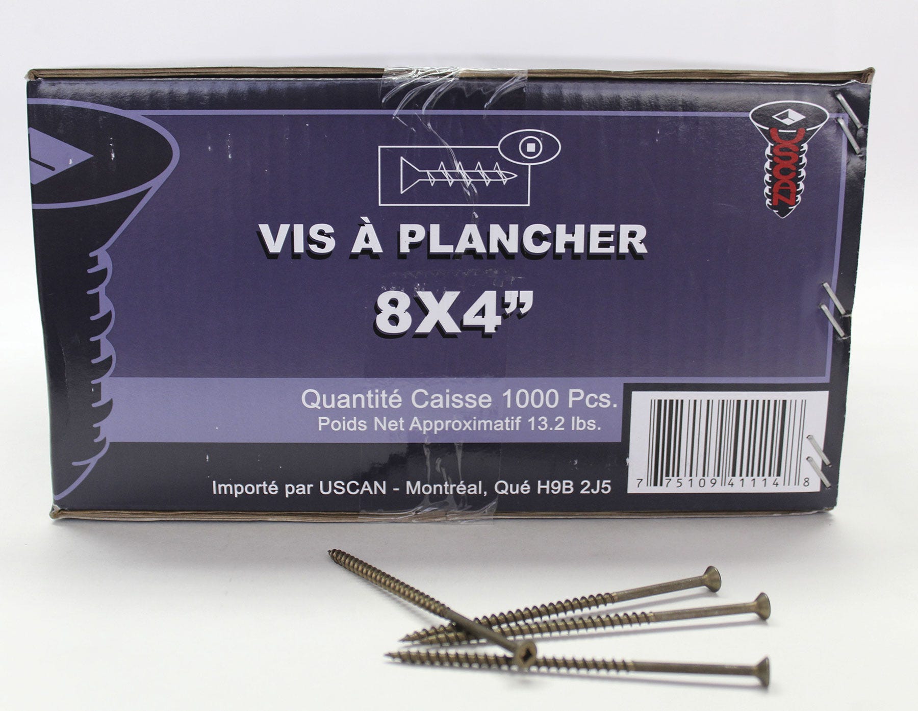 Screw for floor with flat head #8, 4 in., 1000/Pack
