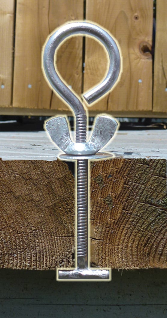 Floor anchor removable for deck