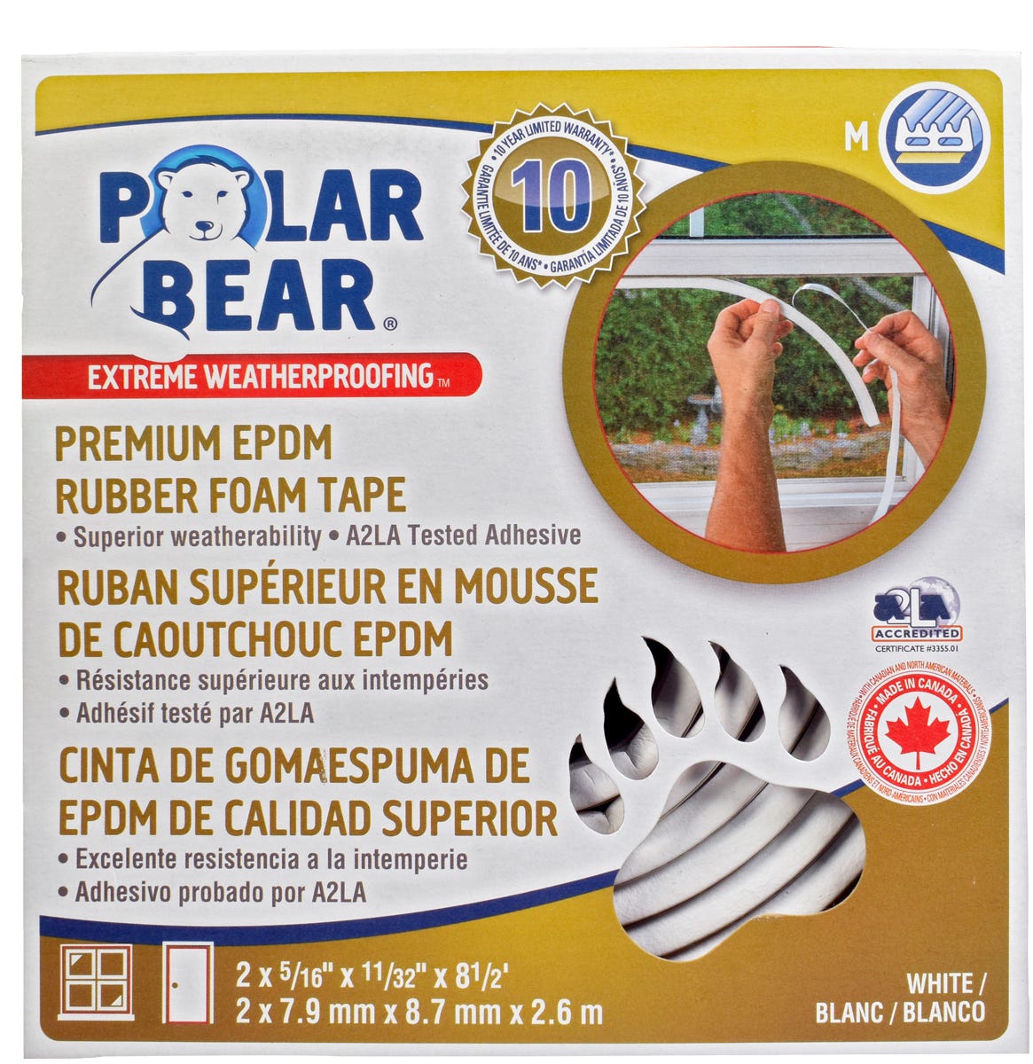 Foam Tape, 17-ft., M Profile, White