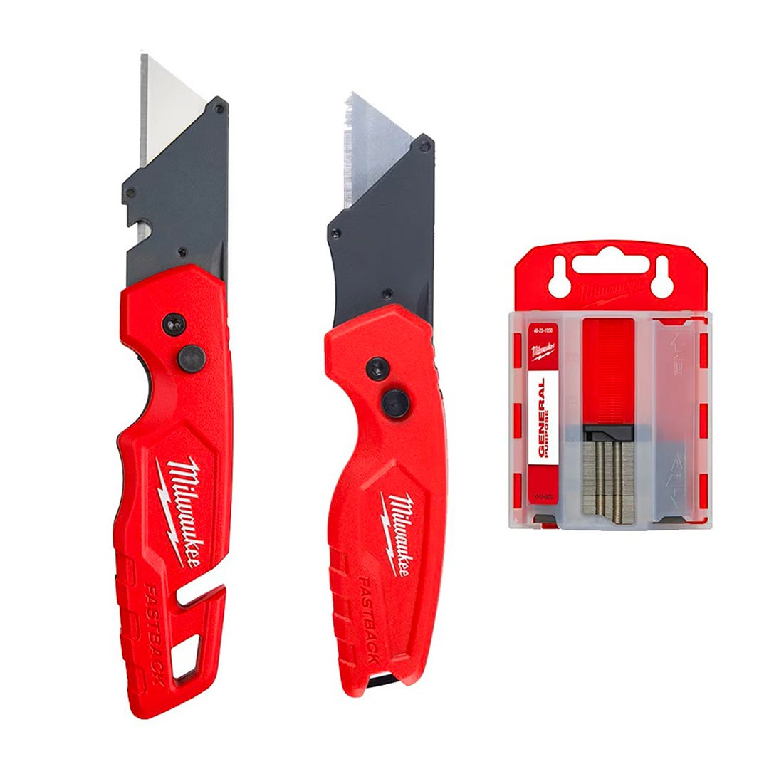 Folding utility knife set with blades