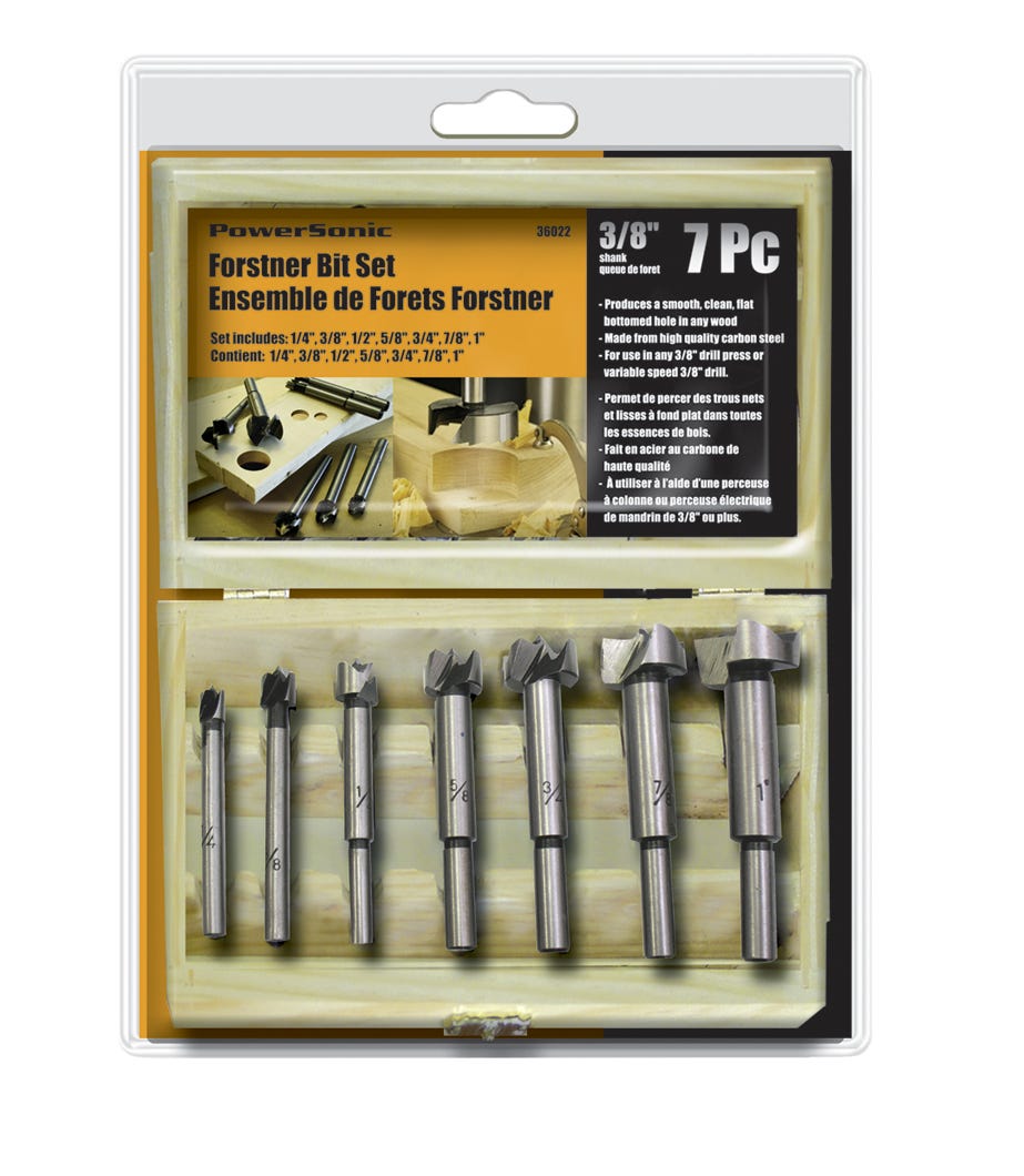 PowerSonic 3/8 Shank Forstner Bit Set, 7 Pc