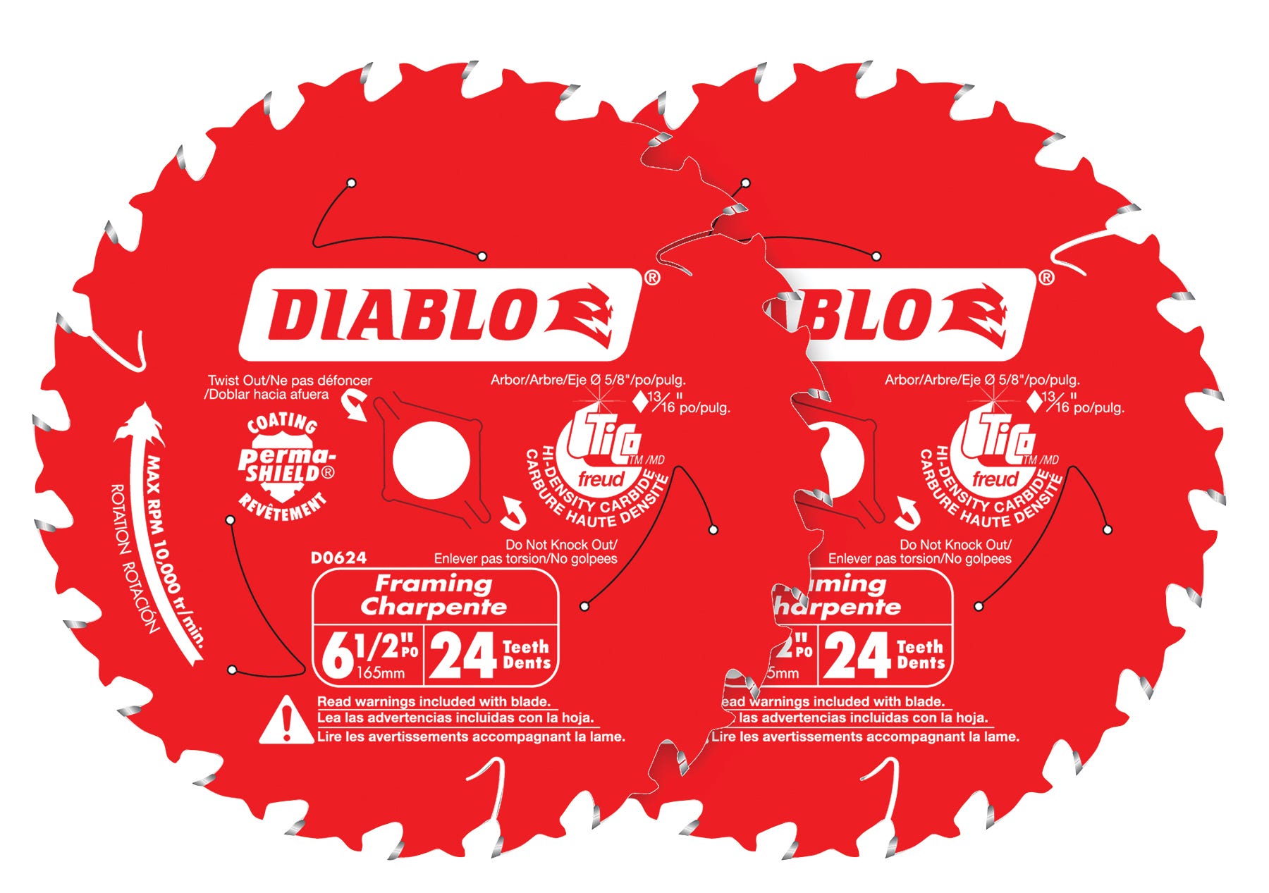 Freud Diablo 24-Tooth Wood Cutting Framing Saw Blade, 6 1/2"