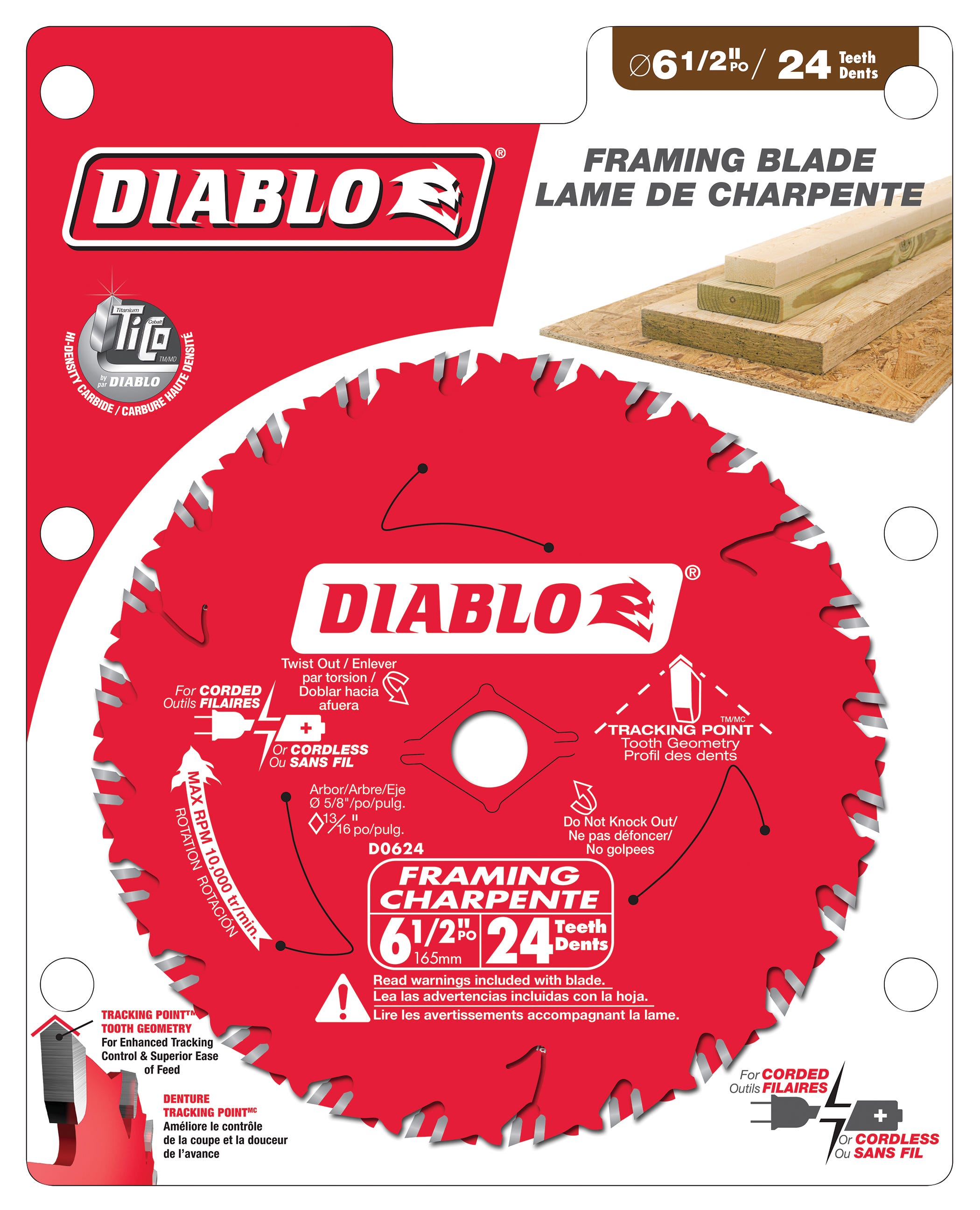 Freud Diablo 24-Tooth Wood Cutting Framing Saw Blade, 6 1/2"