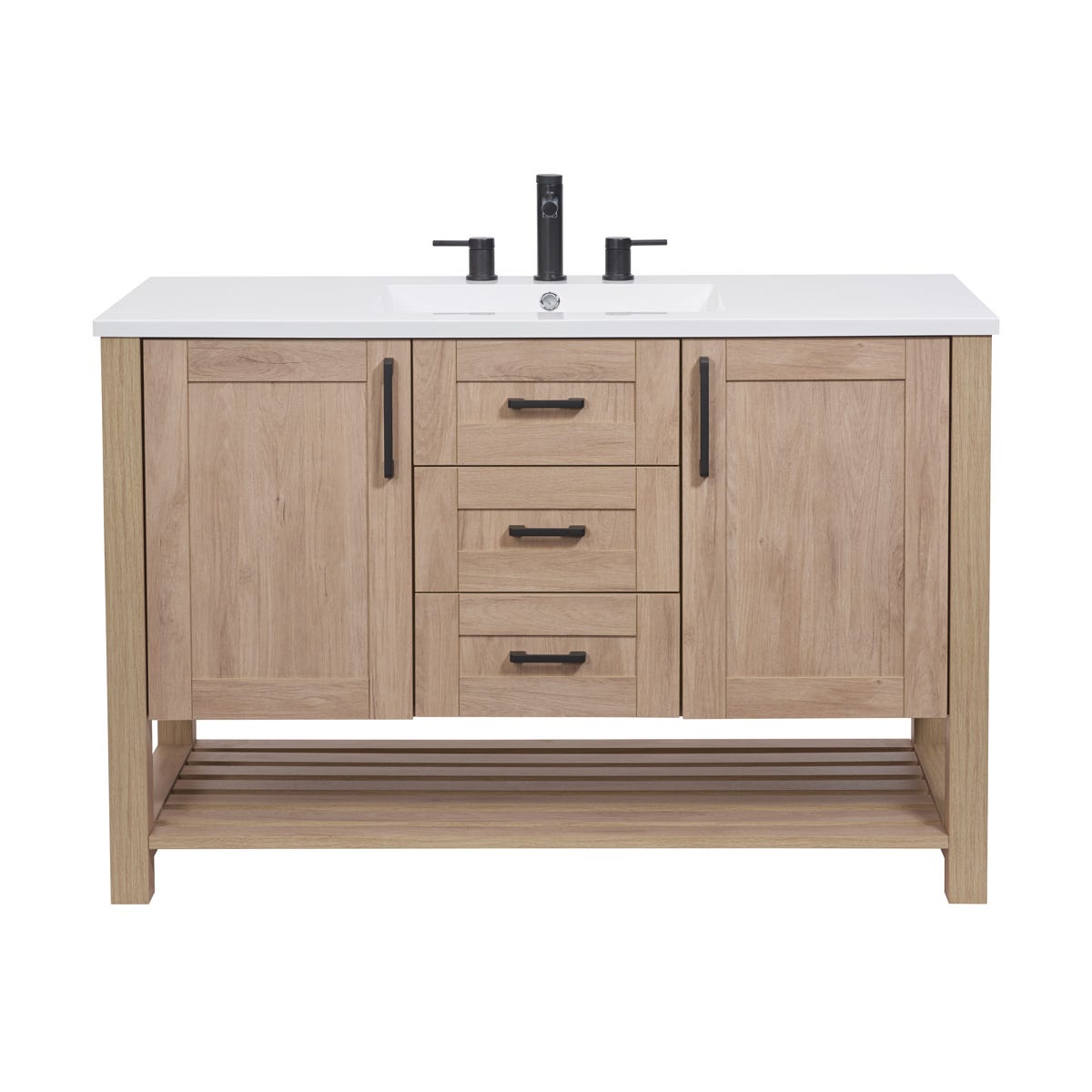 BOSSY, Free-Standing Vanity, 49 in. 2 Doors and 3 Dawes, Birch
