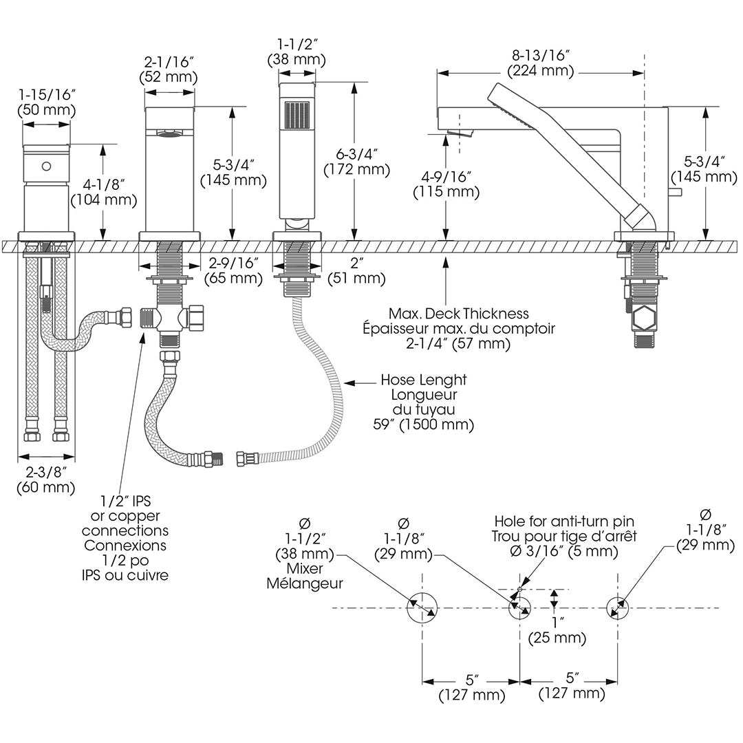Freestanding bathtub tap
