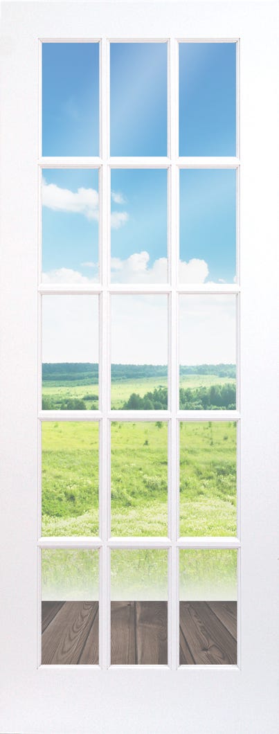 French Door Machined, 15 Tiles Clear Glass, 30-in. X 80-in.