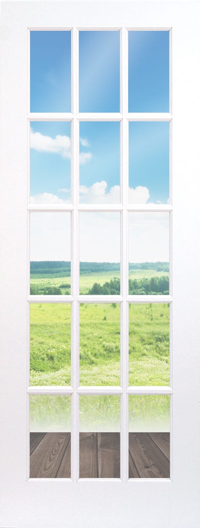 French Door Machined, 15 Tiles Clear Glass, 32-in. X 80-in.