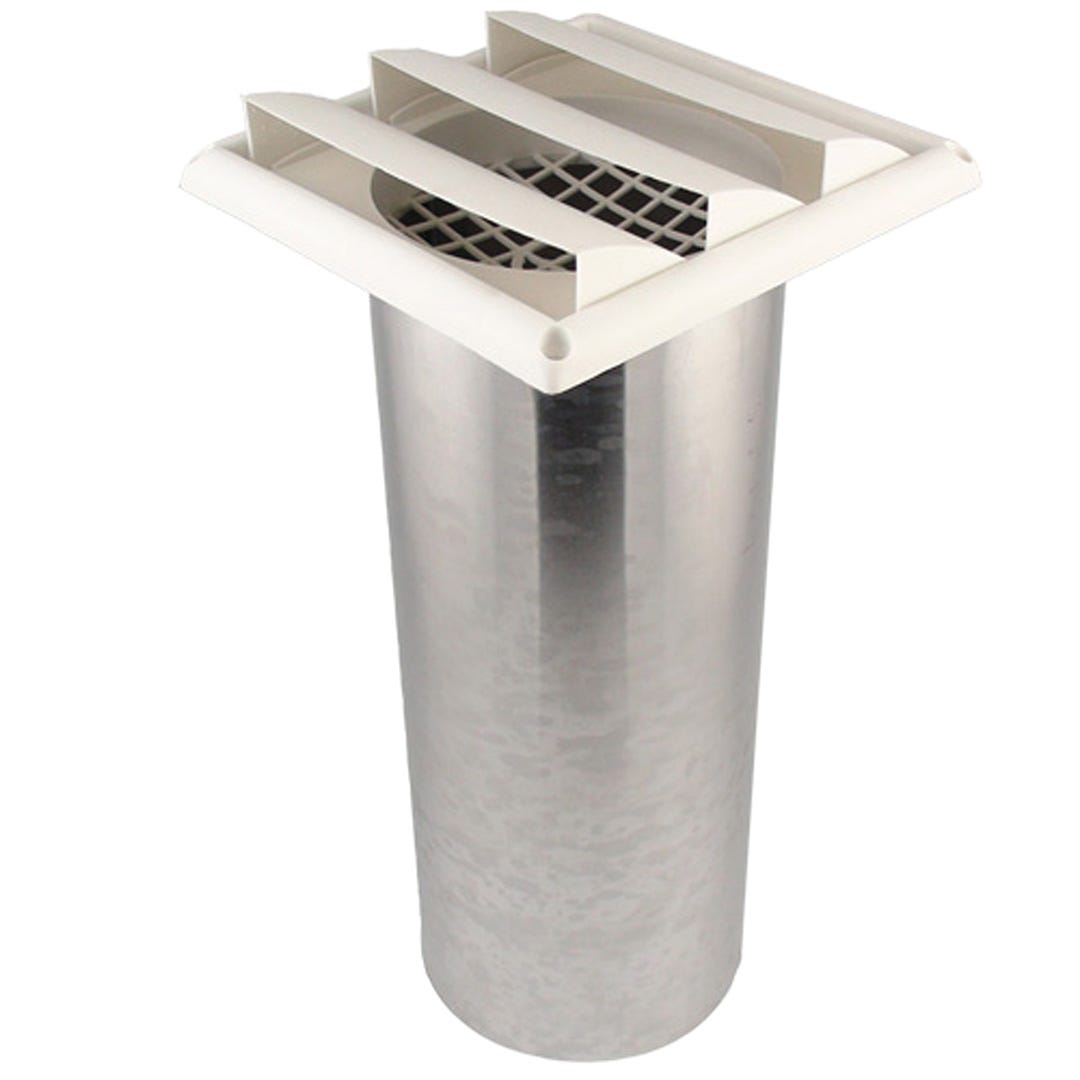 Moulded Plastic Air-in.take with Grid/Fixed Louvers/Pipe, 5-in.