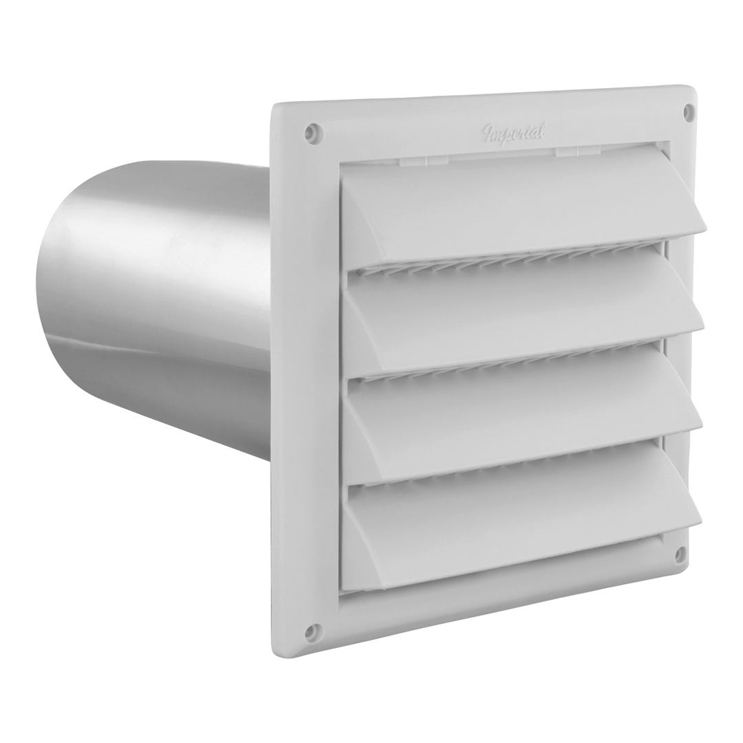Air-in.take with Molded Plastic Grid/Fixed Louvers/Pipe, 6-in.