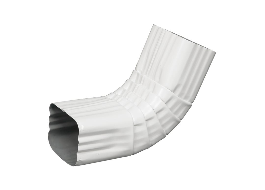 Front elbow ''a'' 75° square / corrugated aluminum for gutter
