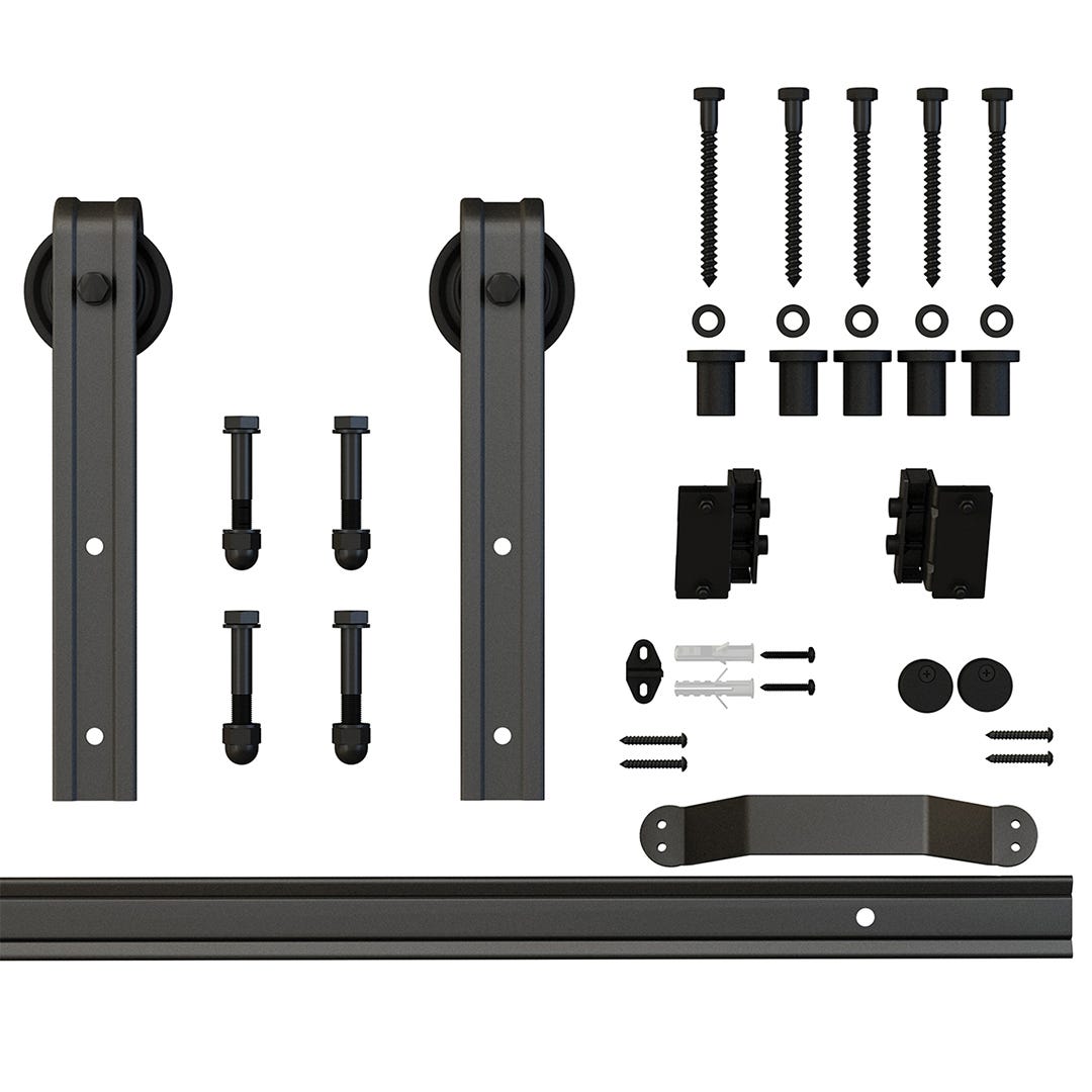 Galvanized steel rail for barn door