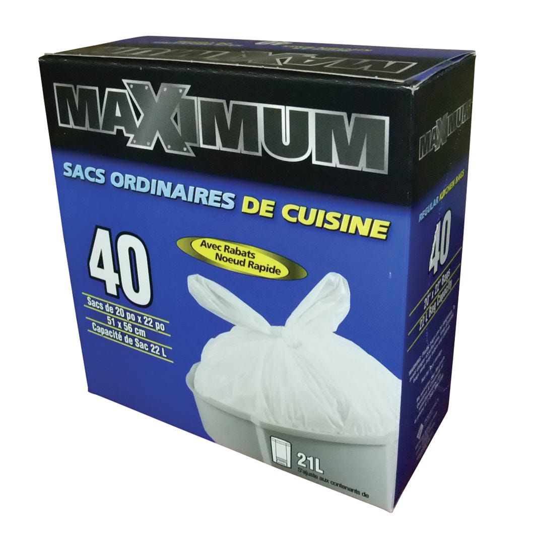 Regular Kitchen Garbage Bags, 22 L, 40 Pack