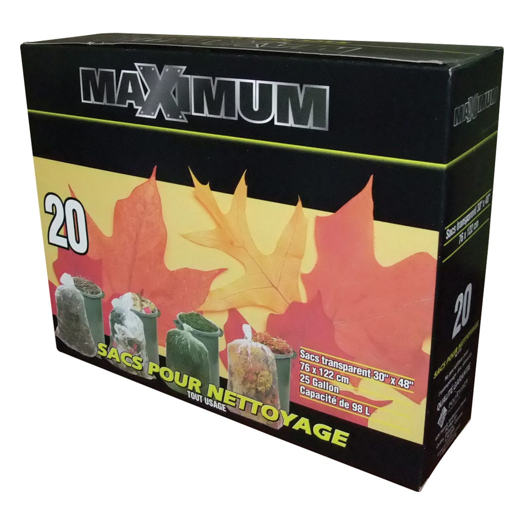 Clear Lawn & Leaves Bags, Twist Ties Included