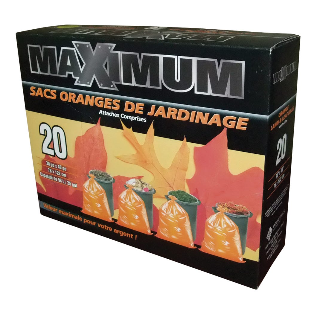 Orange for Lawn & Leaves Bags, Twist Ties Included