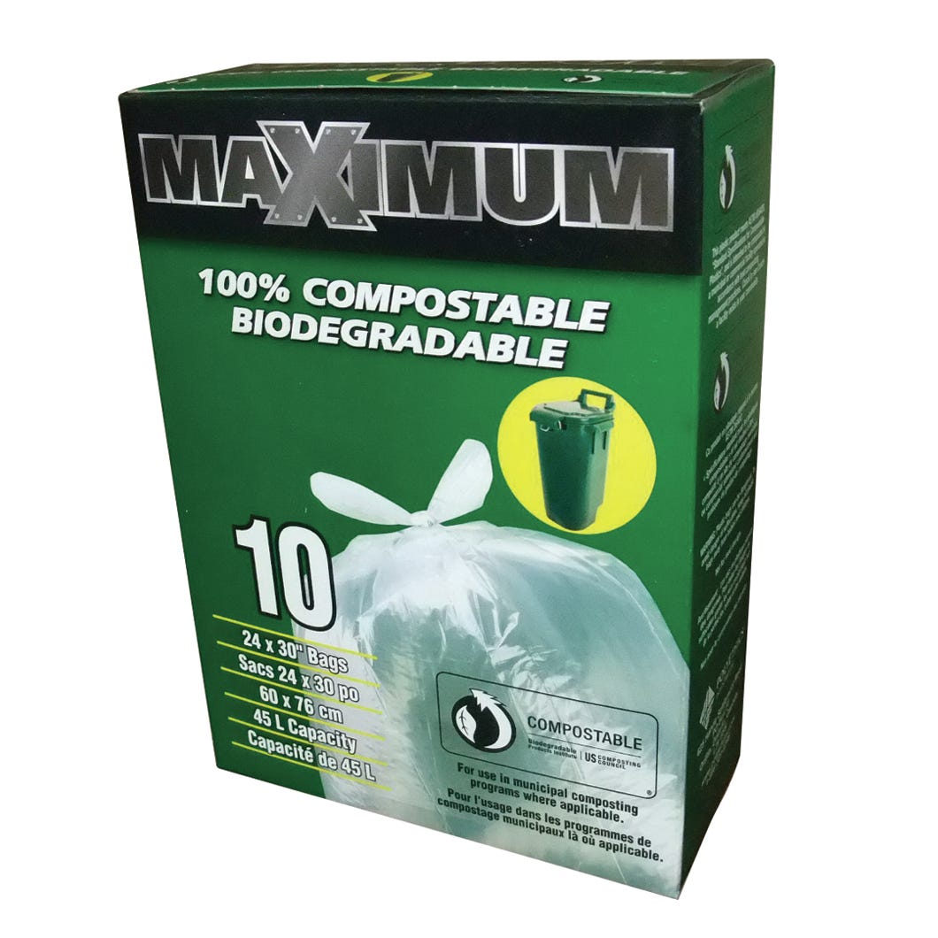 Organic Waste Bags, 100% Compostable Biodegradable, 45 L