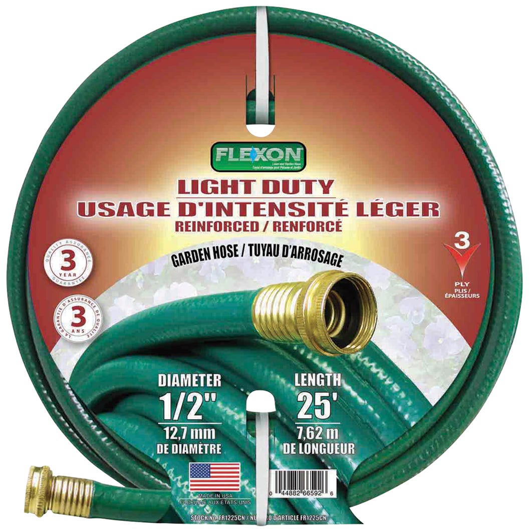 Flexon Light Duty Garden Hose, 25-Ft, 3 Ply