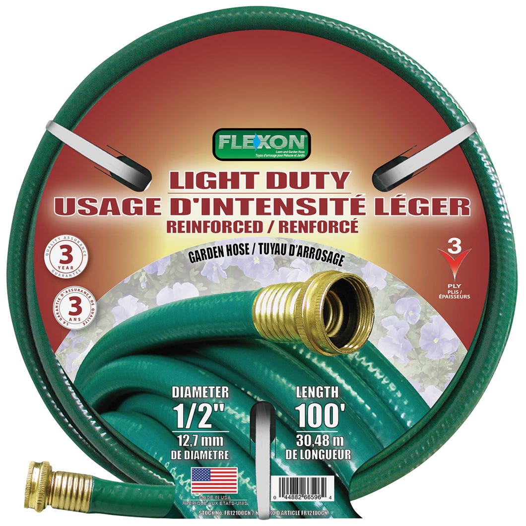 Flexon Light Duty Garden Hose, 100-Ft, 3 Ply