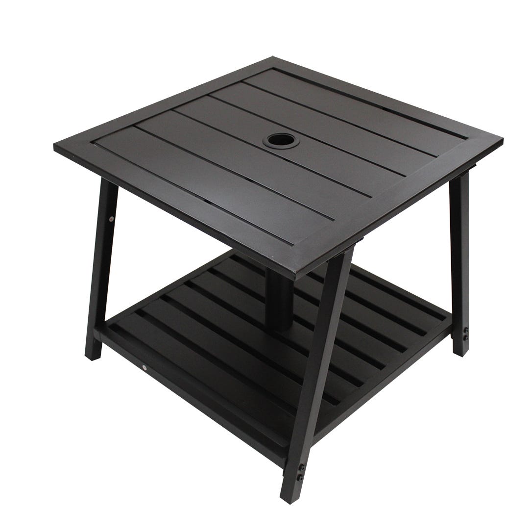 Gardena Outdoor Table with Umbrella Base, 21.5-in. X 18.625-in. X 21.5-in., Black