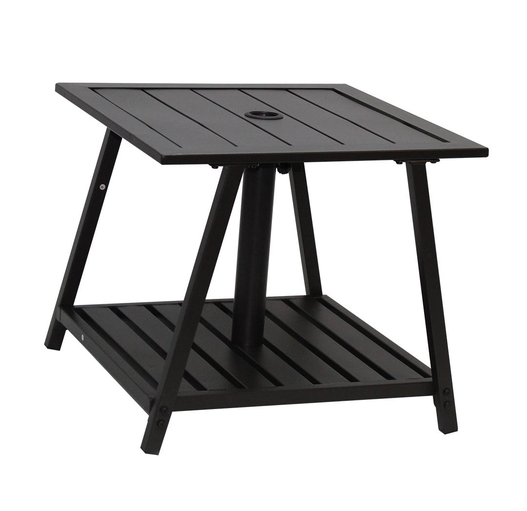 Gardena Outdoor Table with Umbrella Base, 21.5-in. X 18.625-in. X 21.5-in., Black
