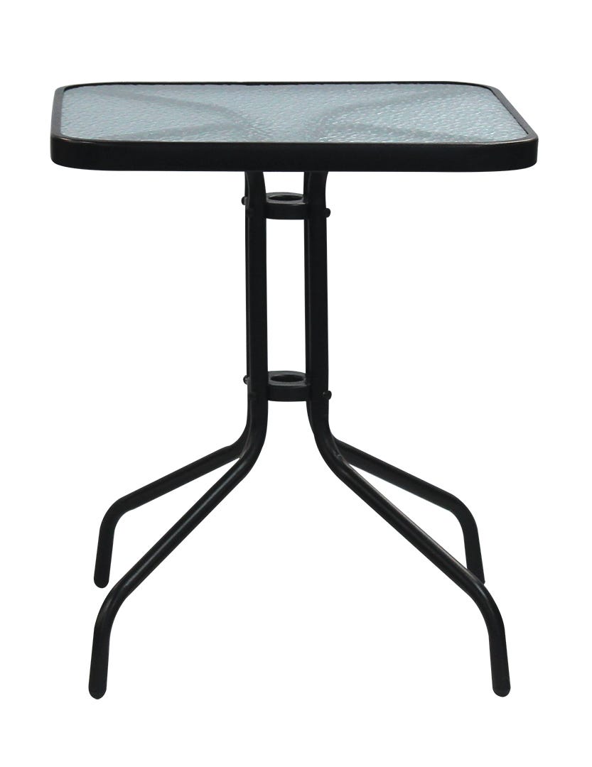 GARDENIA Square Bistro Table with Tempered Glass, 23.6 in. X 23.6 in. X 27.5 in.,Black