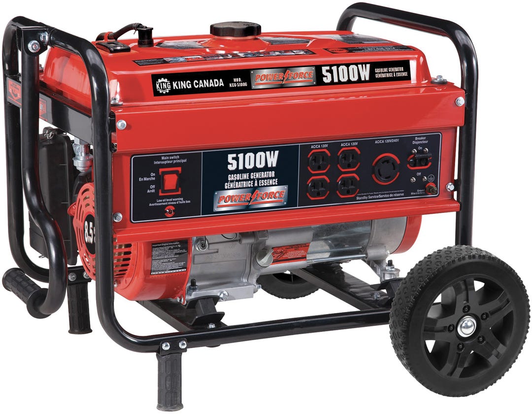 Gasoline Generator, 5 100 W, 15 L