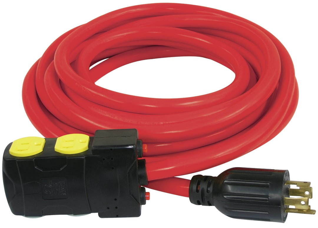Generator Extension Cord with Resets, 25-ft.