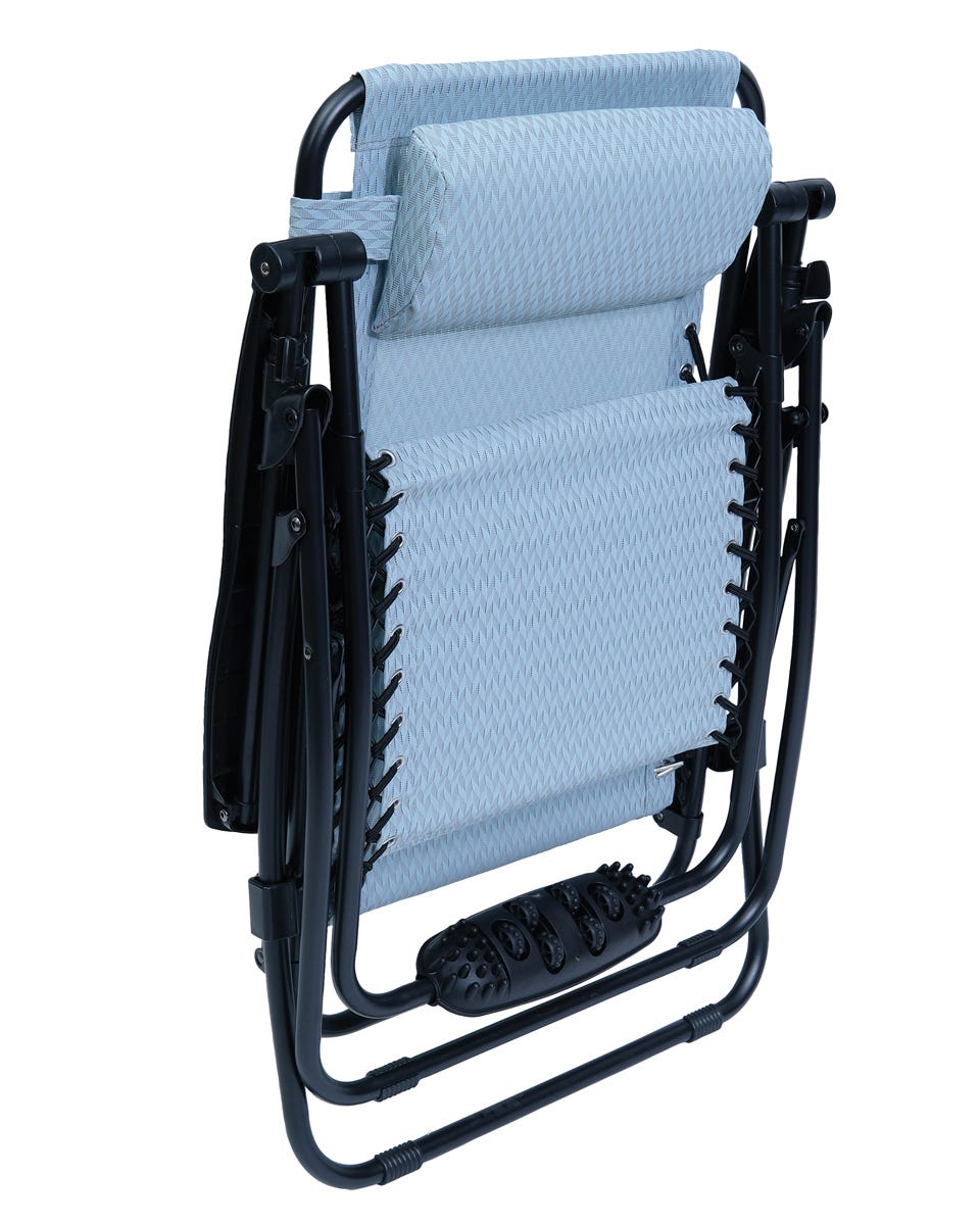 GENOVA Zero Gravity Reclining and Folding Lounge, Blue and Grey