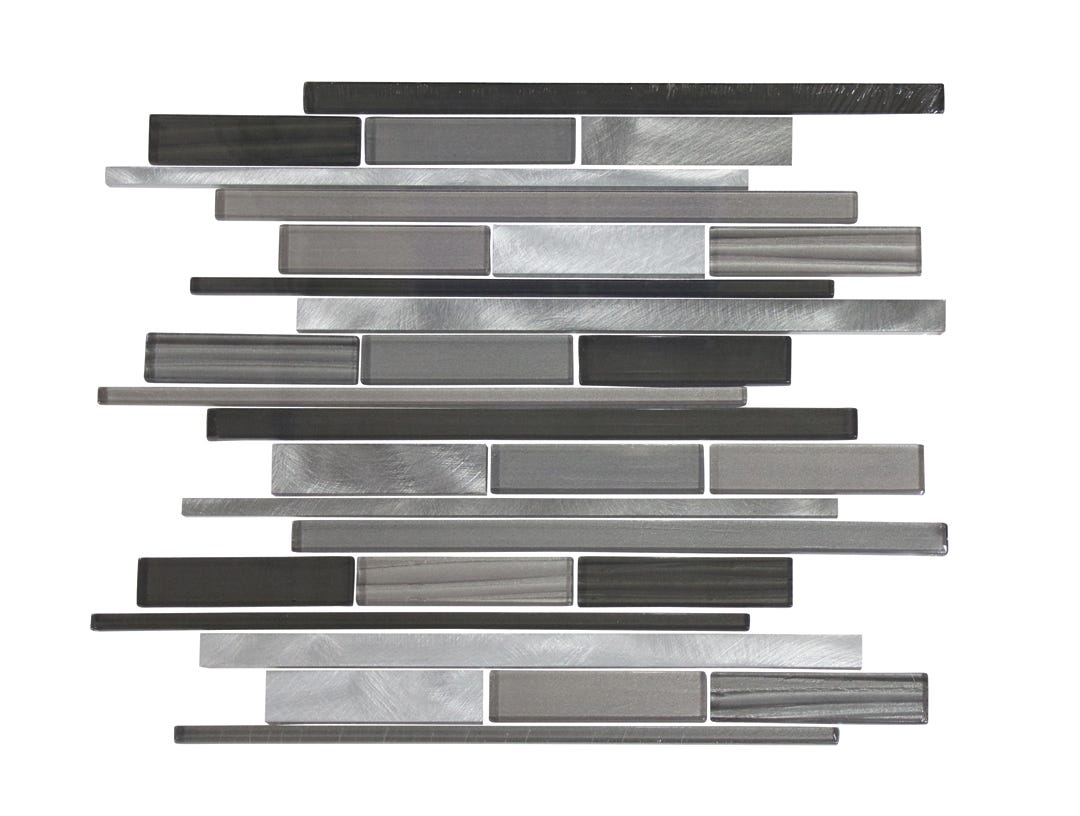 METROPOLE Glass Mosaic Wall Tile, 11.8 in. x 12.2 in., Charcoal