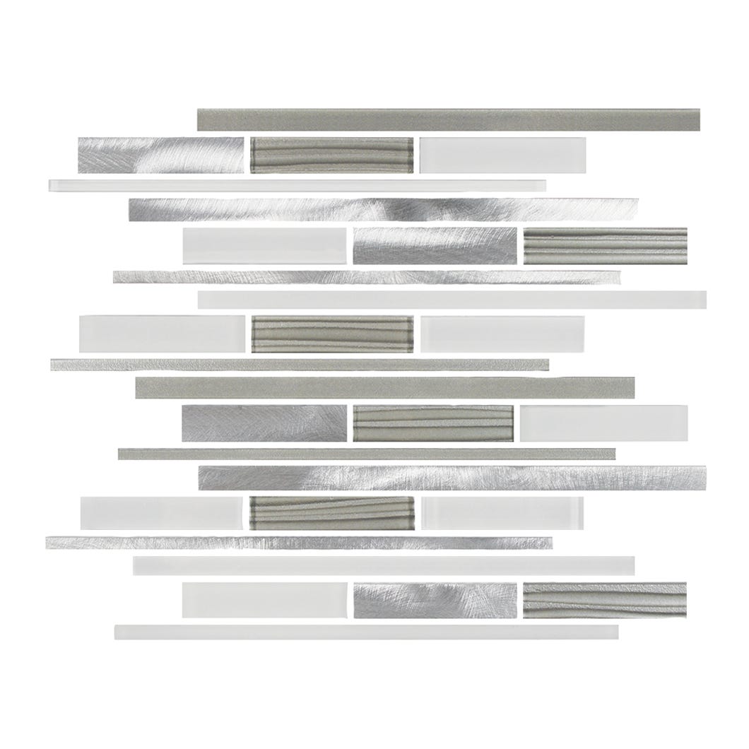 METROPOLE Glass Mosaic Wall Tile, 11.8 in. x 12.2 in., Super White