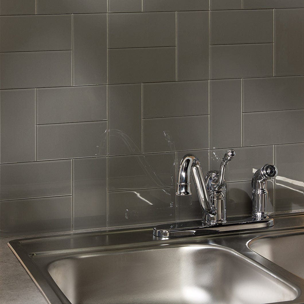 Peel & Stick Glass Decorative Tiles, Leather
