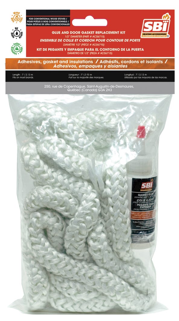 Glue/Door Gasket Replacement Kit, 7Ft. X 1/2-in.