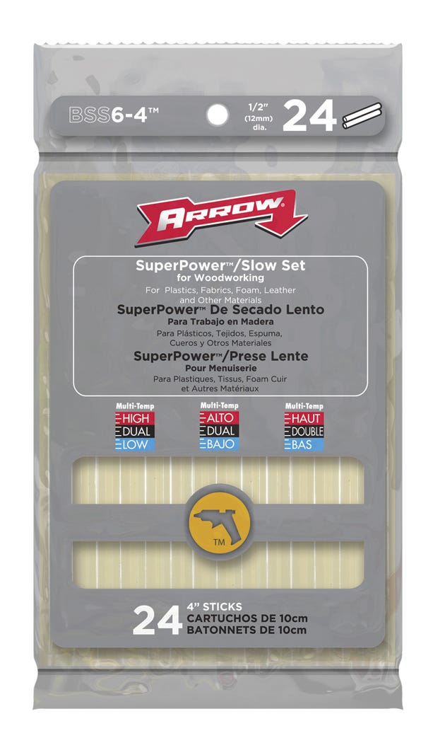 Arrow Bss6-4 Slow Set Glue Sticks, 4-in., 24-Pack