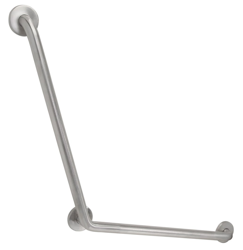 135° Angle Knurled Steel Grab Bar, 12-in. X 12-in., Chrome