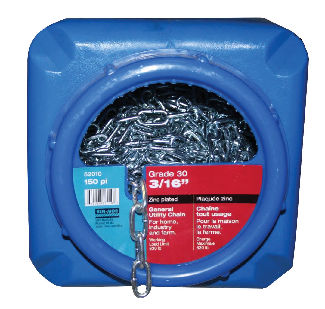 Grade 30 General Utility Chain Proof Coil, Zinc Plated