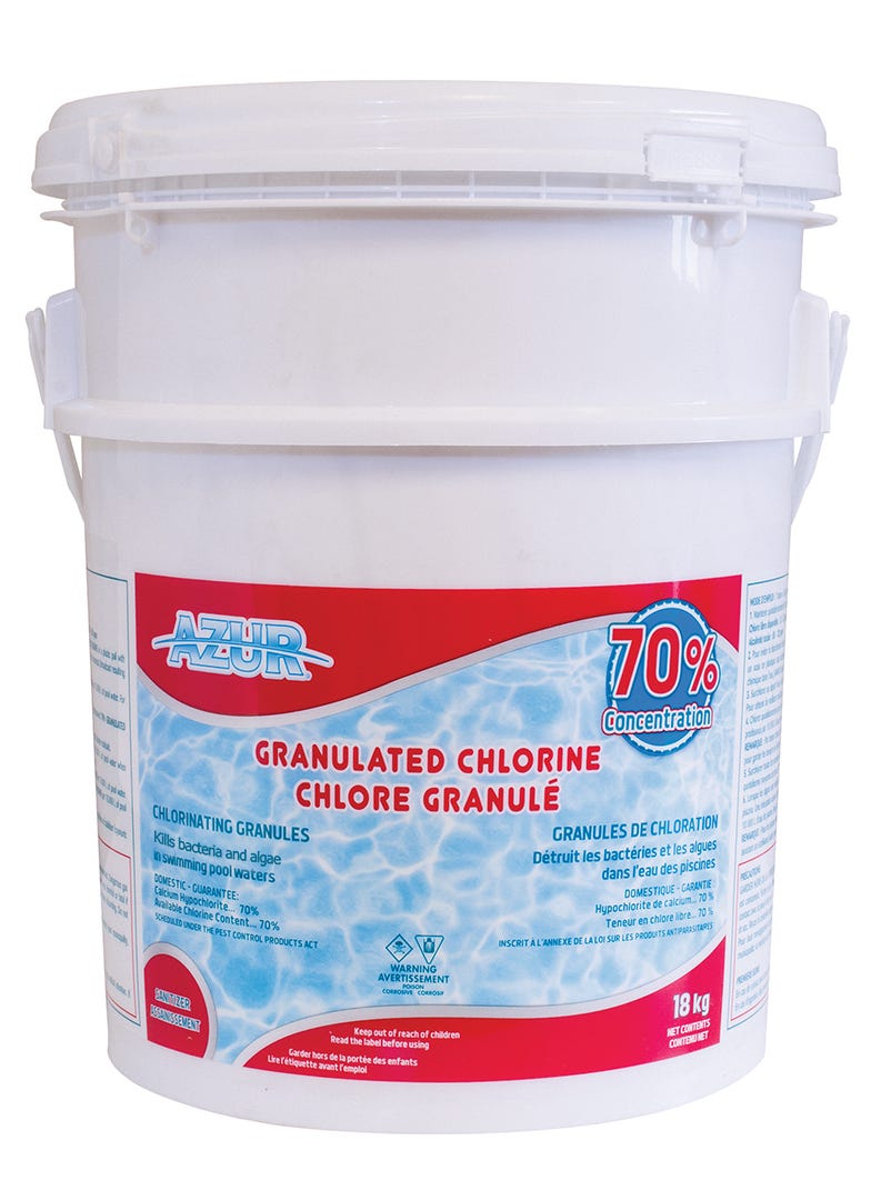 Azur 70% Granulated Chlorine for Pool, 18 kg
