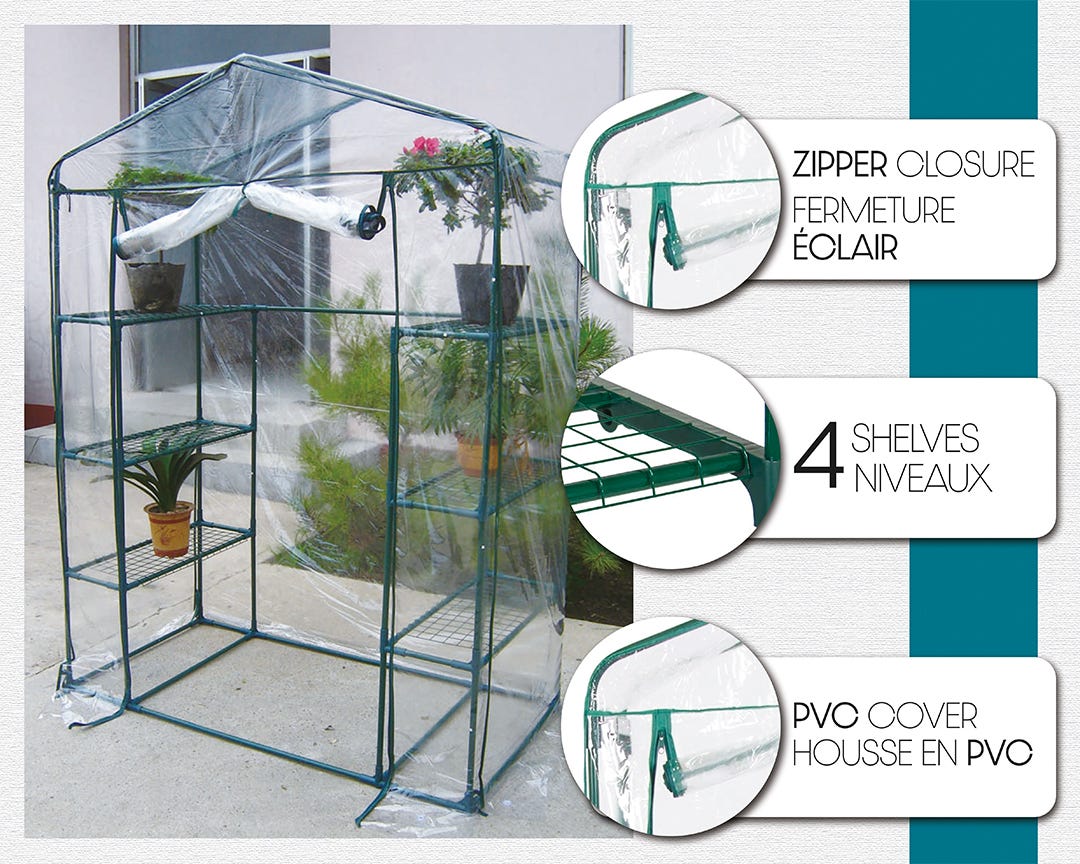 Growit 4 Tier Greenhouse, 56.5-in. X 76.75-in. X 28.75-in.
