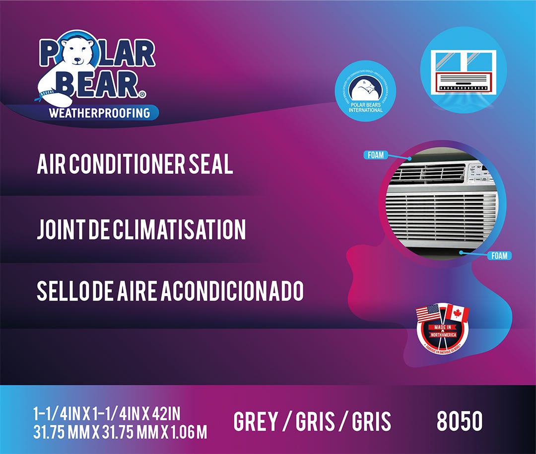 Air Conditioner Seal, 1-1/4 in. x 1-1/4 in. x 42 in. Grey