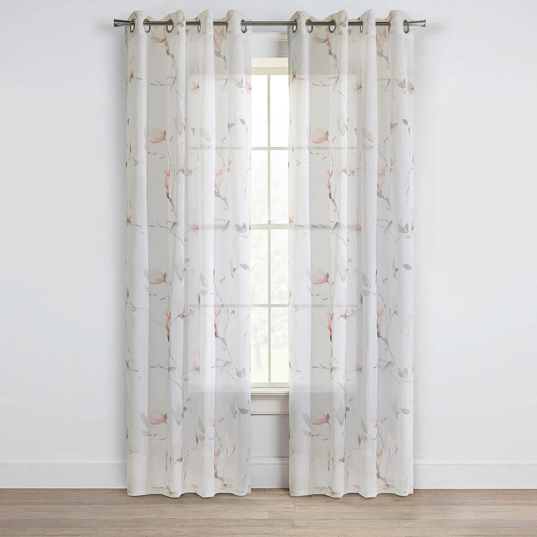 Symphony Semi-Sheer Grommet Curtain Panel, Coral