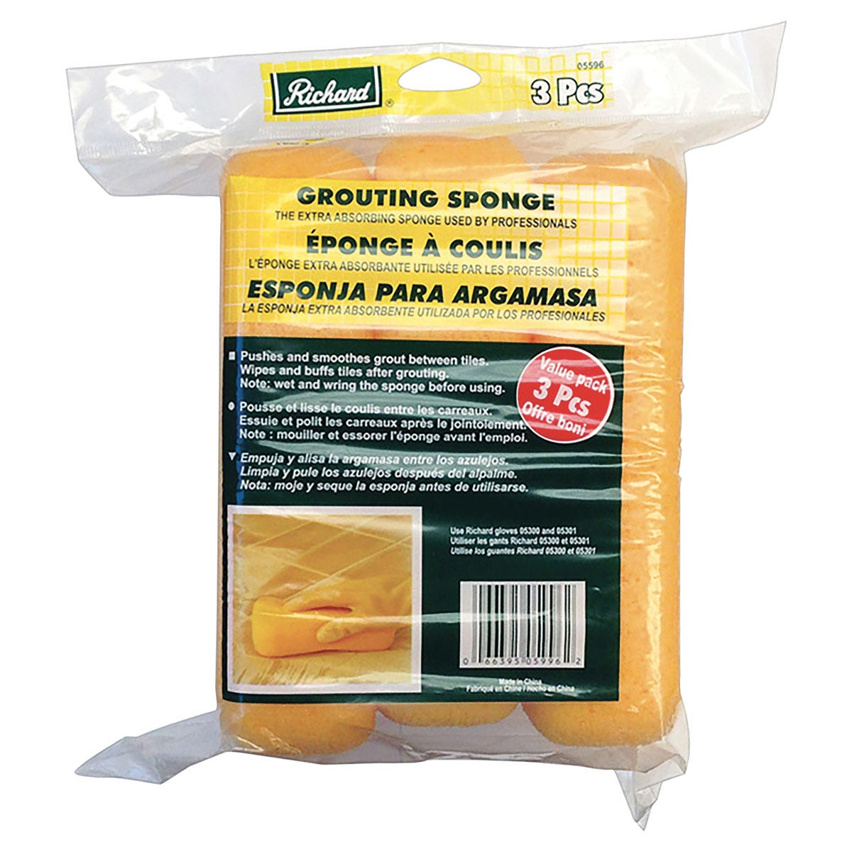 Professional Foam Grouting Sponges, 3/Pack