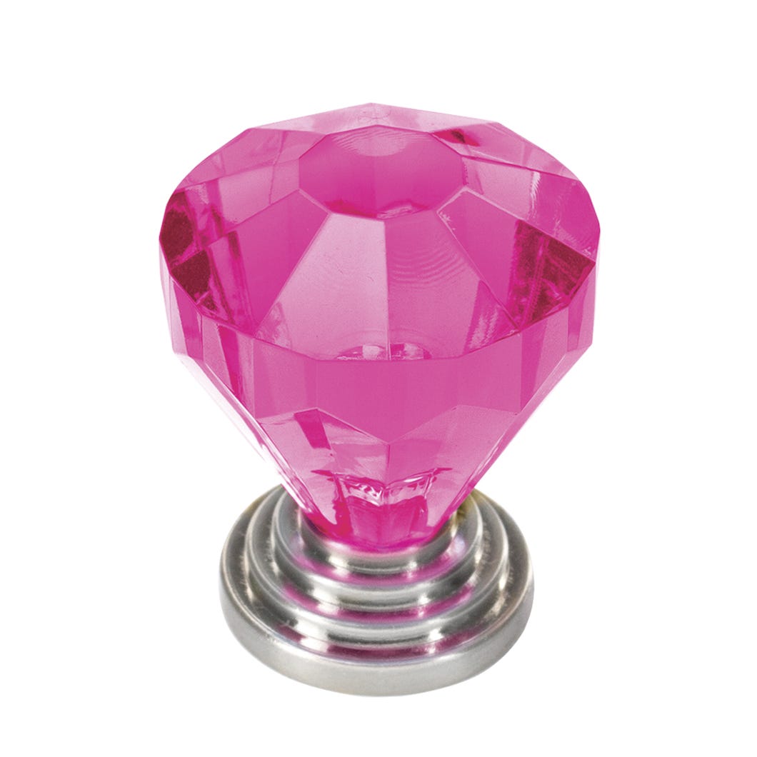 Acrylic/Metal Handle-Bnob, Brush Nickel/Fushia, 32 mm (8/32)